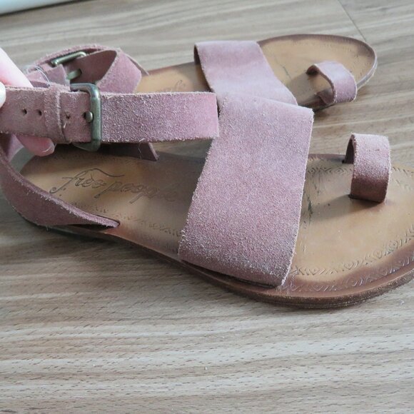 FREE PEOPLE Torrence Ankle Wrap Suede Sandals in Mauve Purple Boho - Size US 6.5 - Picture 8 of 16